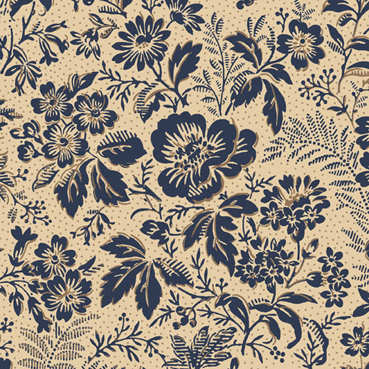 Navy Floral on Cream