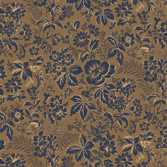 Navy Floral on Brown