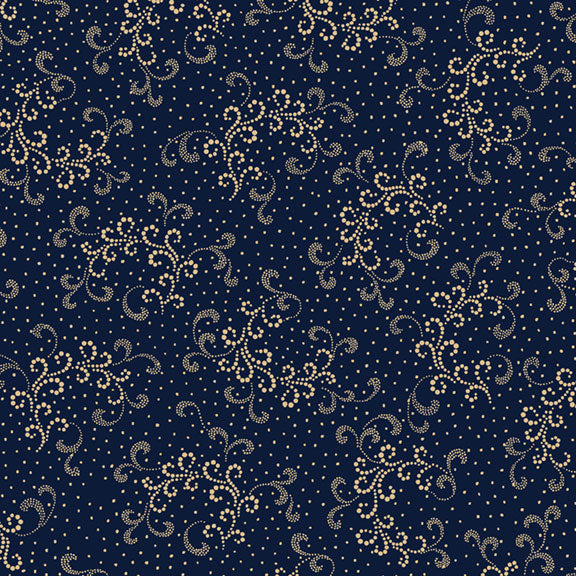 Cream Lace Floral on Navy