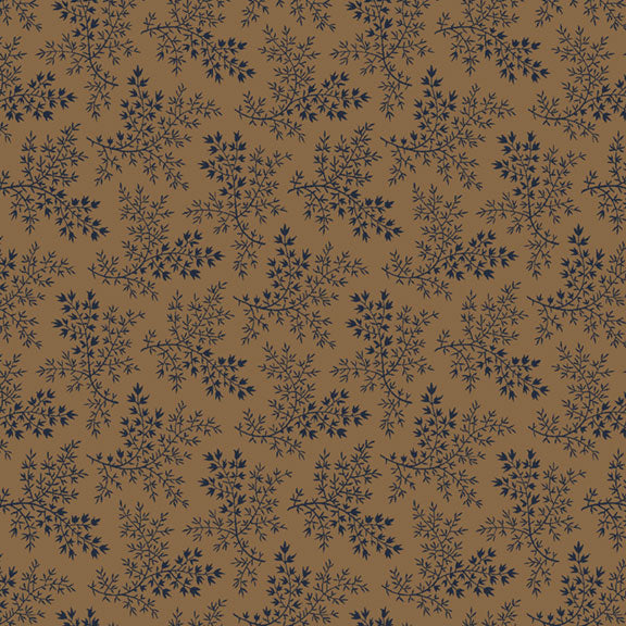 Blue Floral on Brown