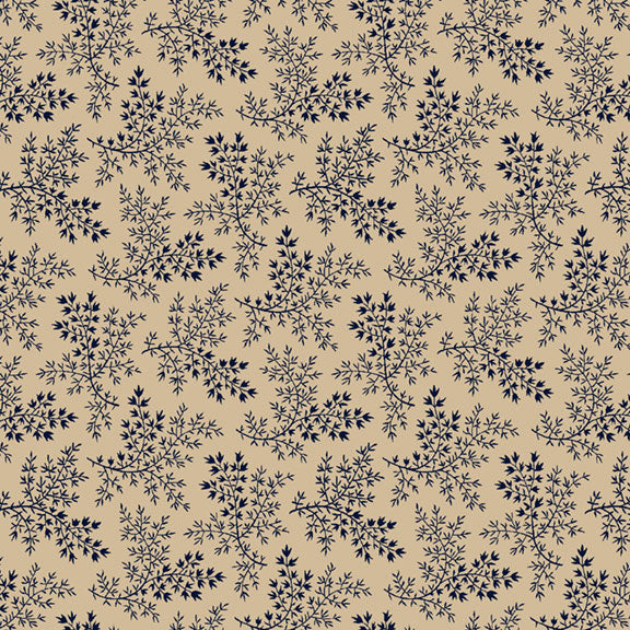 Blue Floral on Tan