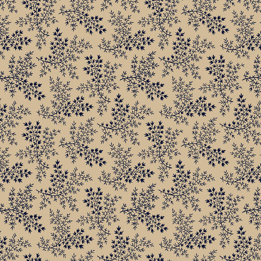 Blue Floral on Tan